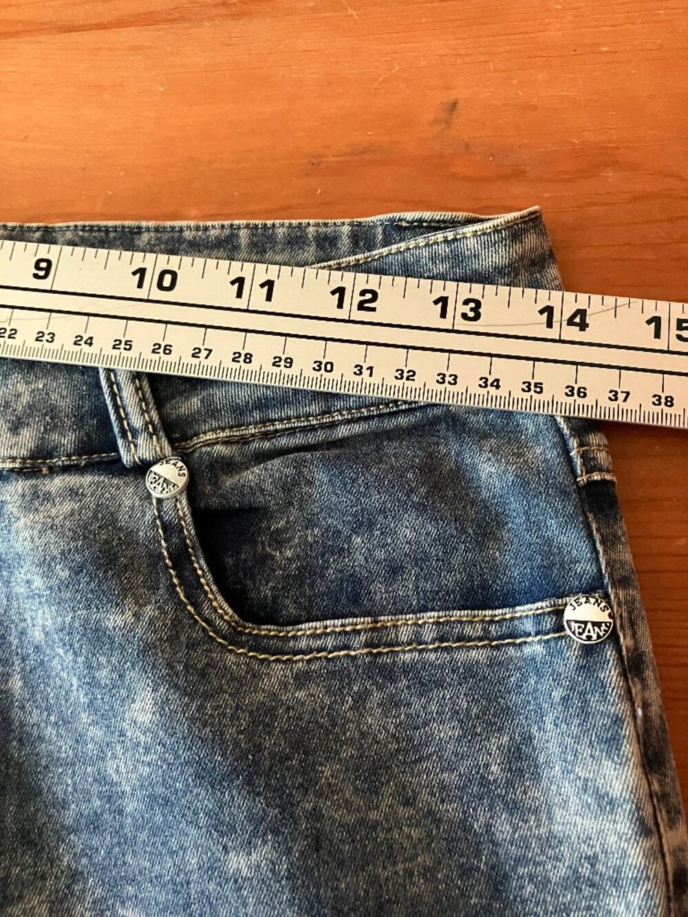 Ladies' E-MESSI Blue Marble Jeans Waist 28" - Picture 14 of 16